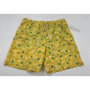 Strong Boalt Swim Trunks Mens XL Yellow Parrots Tropical Drawstring Beach 7" NEW